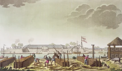 Le Fort de Batavia avec des bûcherons indigènes, planche 50 de 